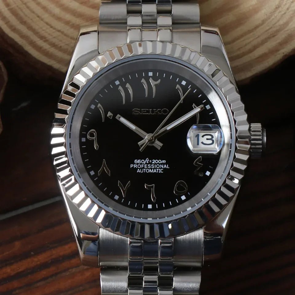 Seiko Mod Datejust Arabic | Black - TWTwatches