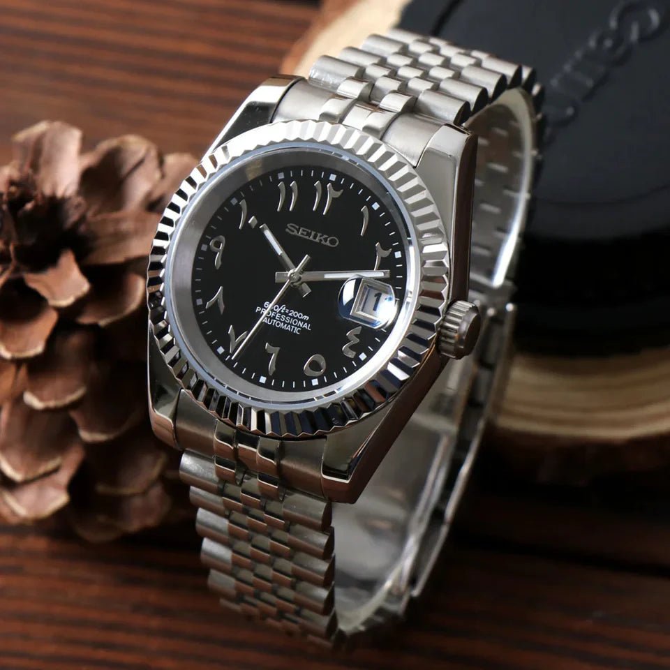 Seiko Mod Datejust Arabic | Black - TWTwatches