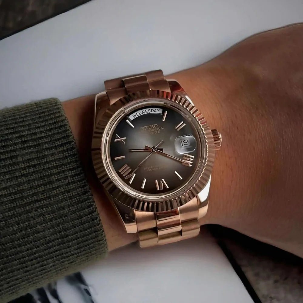 Seiko Mod Day Date Roman | Chocolate - TWTwatches