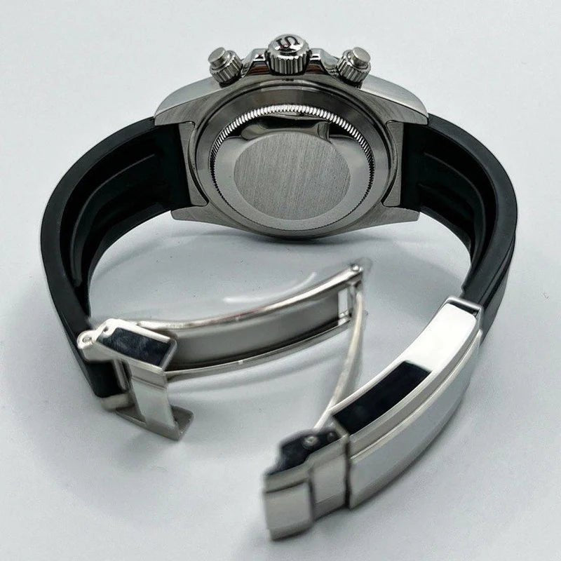 Seiko Mod Daytona Black | Rubber - TWTwatches