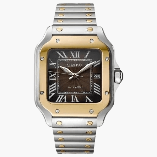 Seiko Mod Santos Gold | Brown - TWTwatches