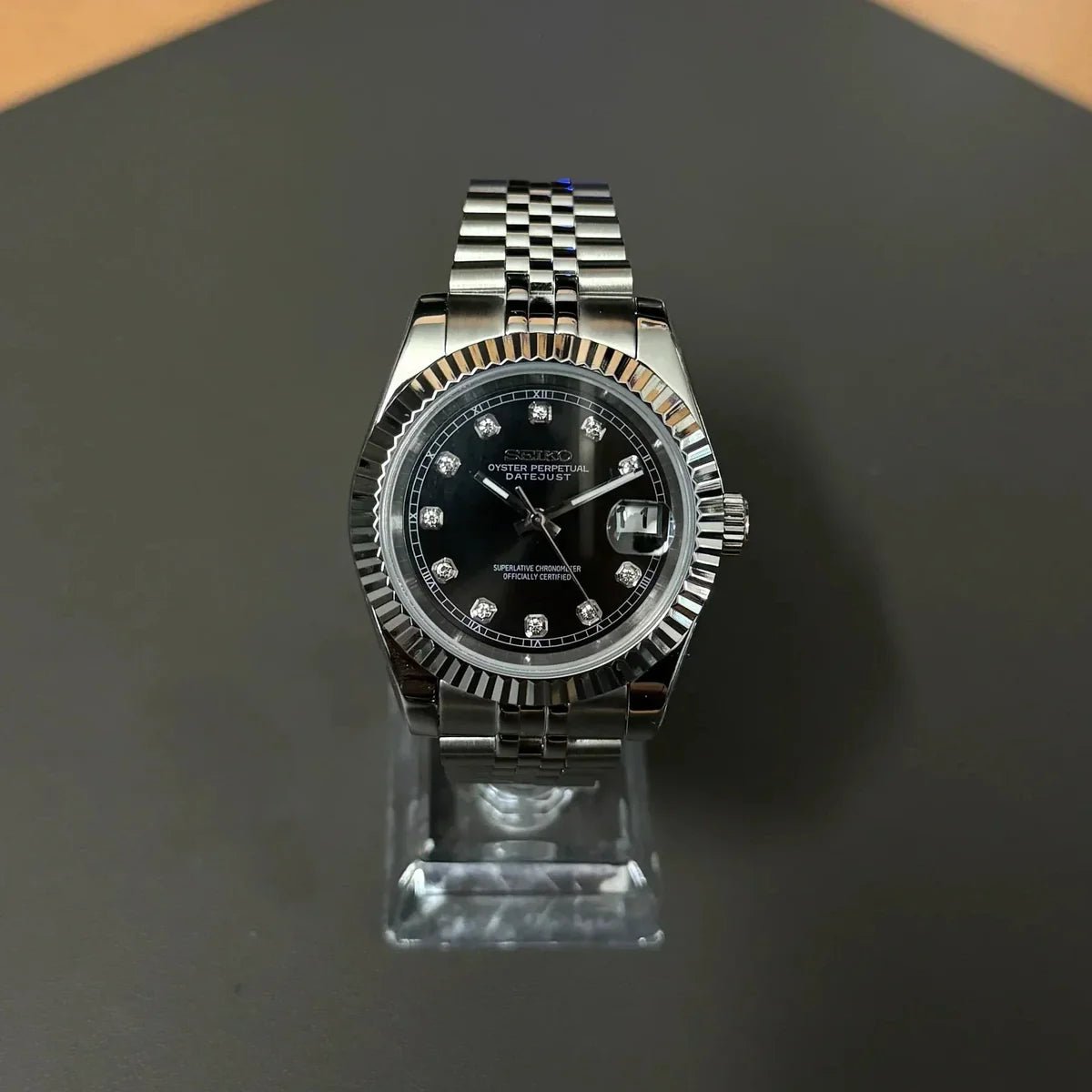 Seiko Mod Datejust Diamond | Black - TWTwatches