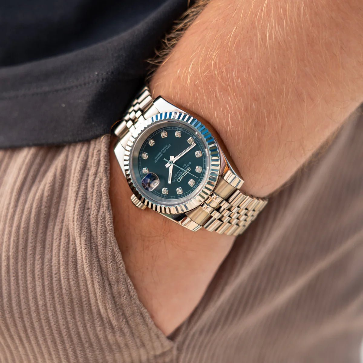 Seiko Mod Datejust Diamond | Black - TWTwatches