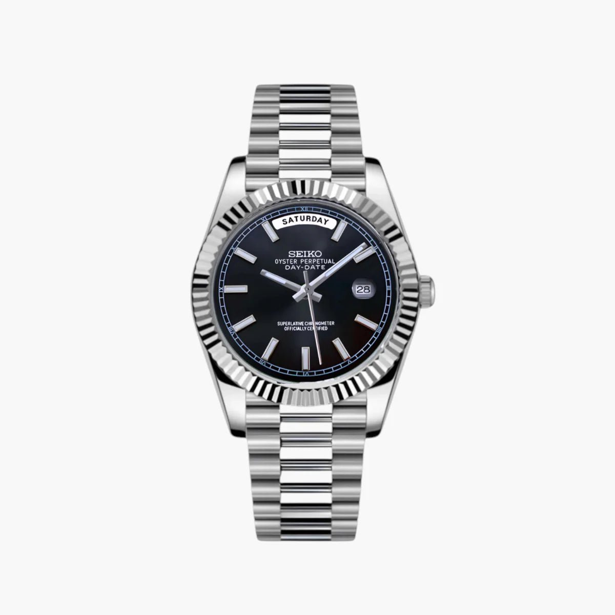 Seiko Mod Day Date | Black - TWTwatches