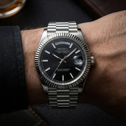 Seiko Mod Day Date | Black - TWTwatches