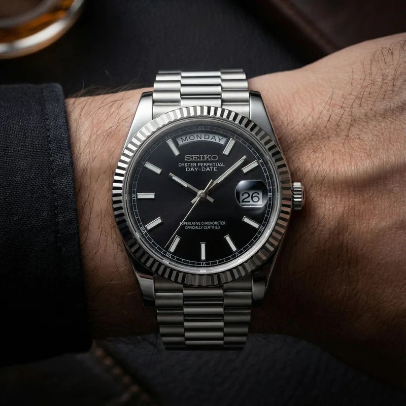 Seiko Mod Day Date | Black - TWTwatches