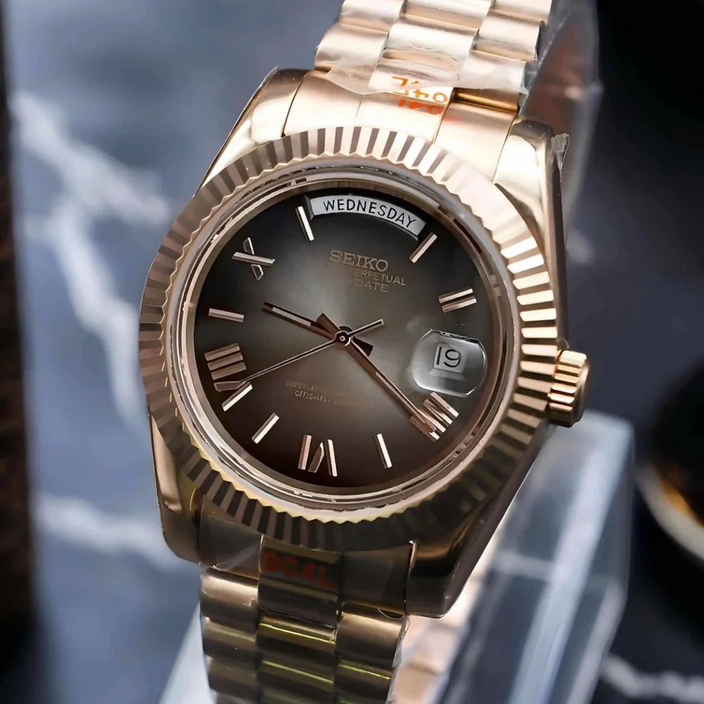Seiko Mod Day Date Roman | Chocolate - TWTwatches