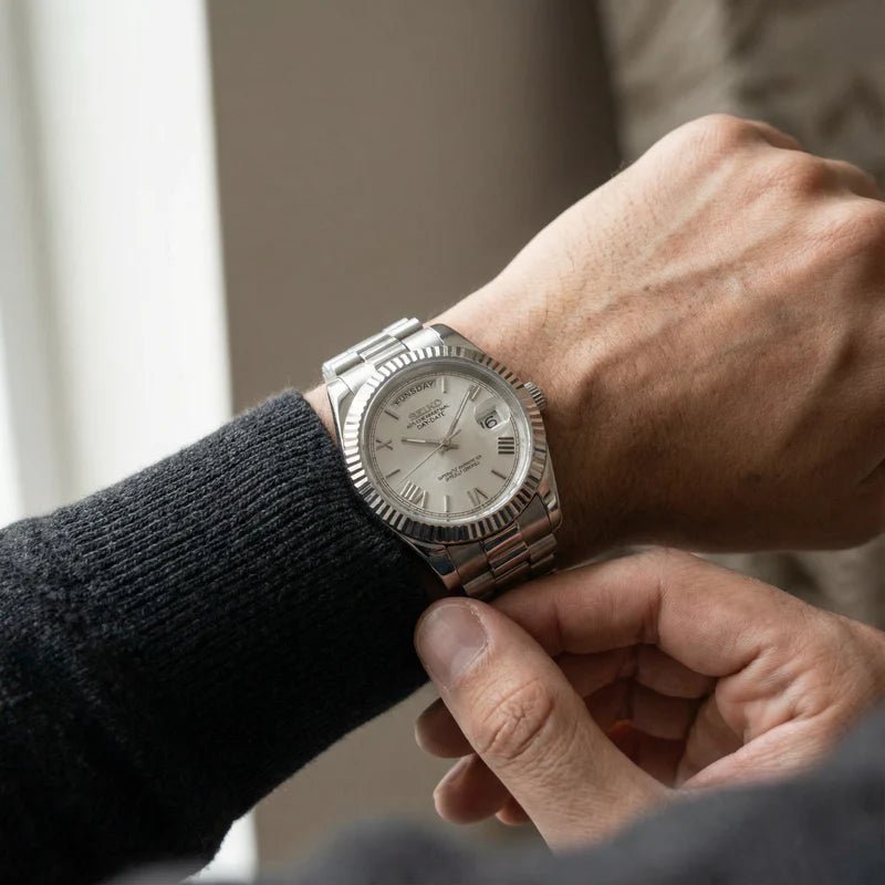 Seiko Mod Day Date Roman | White - TWTwatches