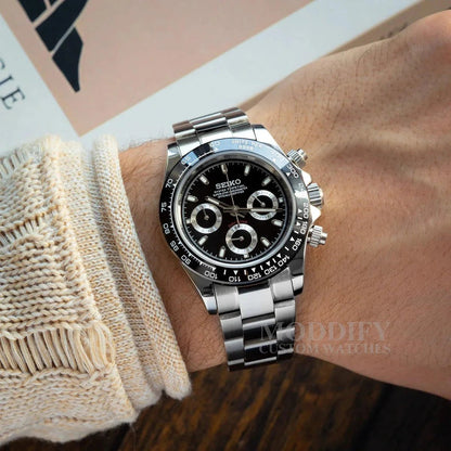 Seiko Mod Daytona | Black - TWTwatches