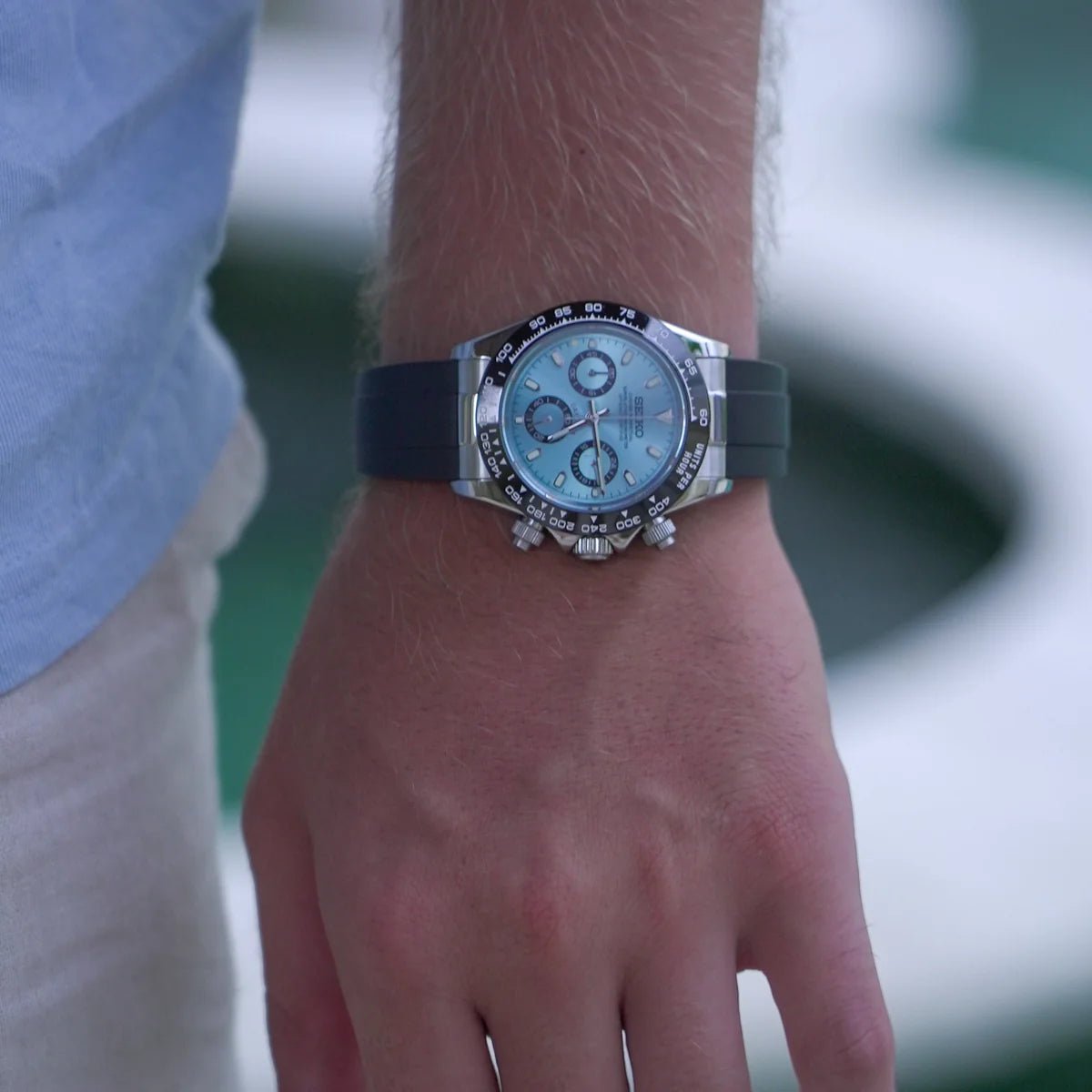 Seiko Mod Daytona Blue | Rubber - TWTwatches