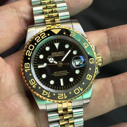 Seiko Mod GMT Black | Gold - TWTwatches