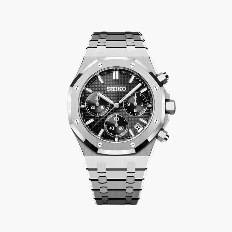 Seiko Mod Royal Oak Chrono | Black - TWTwatches