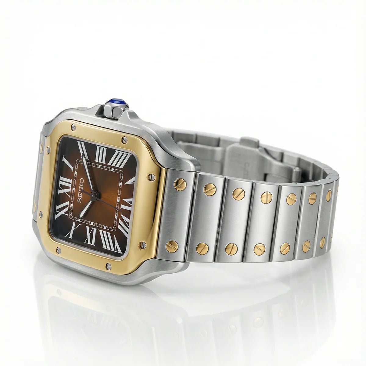 Seiko Mod Santos Gold | Brown - TWTwatches