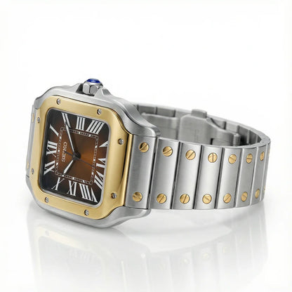 Seiko Mod Santos Gold | Brown - TWTwatches