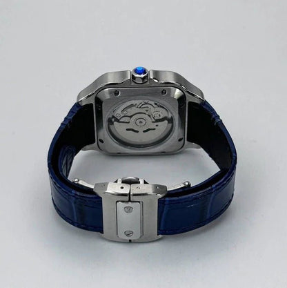 Seiko Mod Santos Leather | Blue - TWTwatches