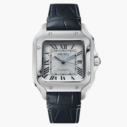 Seiko Mod Santos Leather | Blue - TWTwatches