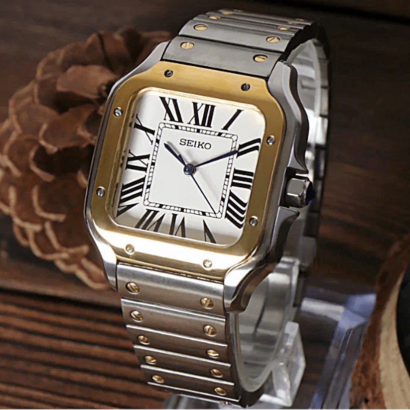 Seiko Mod Santos Silver | Gold - TWTwatches